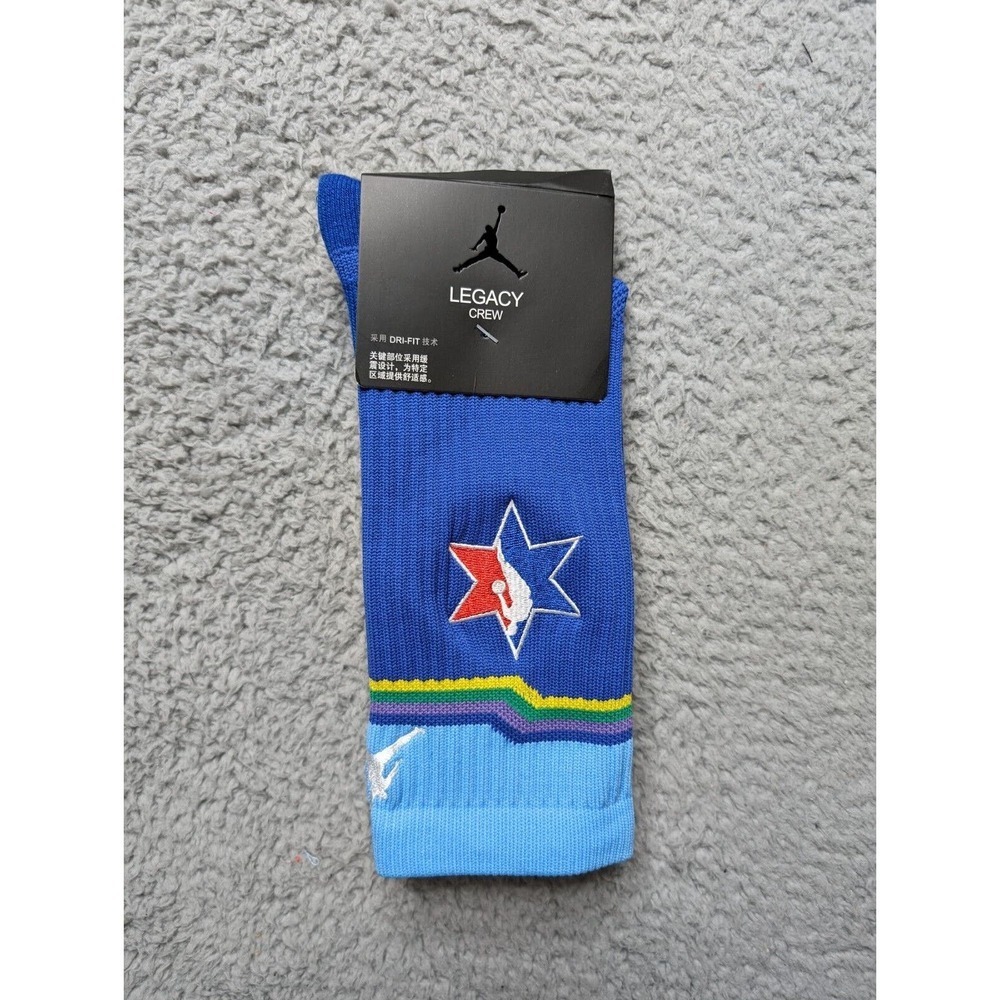 Air Jordan Legacy Dri-Fit Crew Socks Mens Large 9-11 Blue NBA All-Star Stripes - Picture 2 of 5